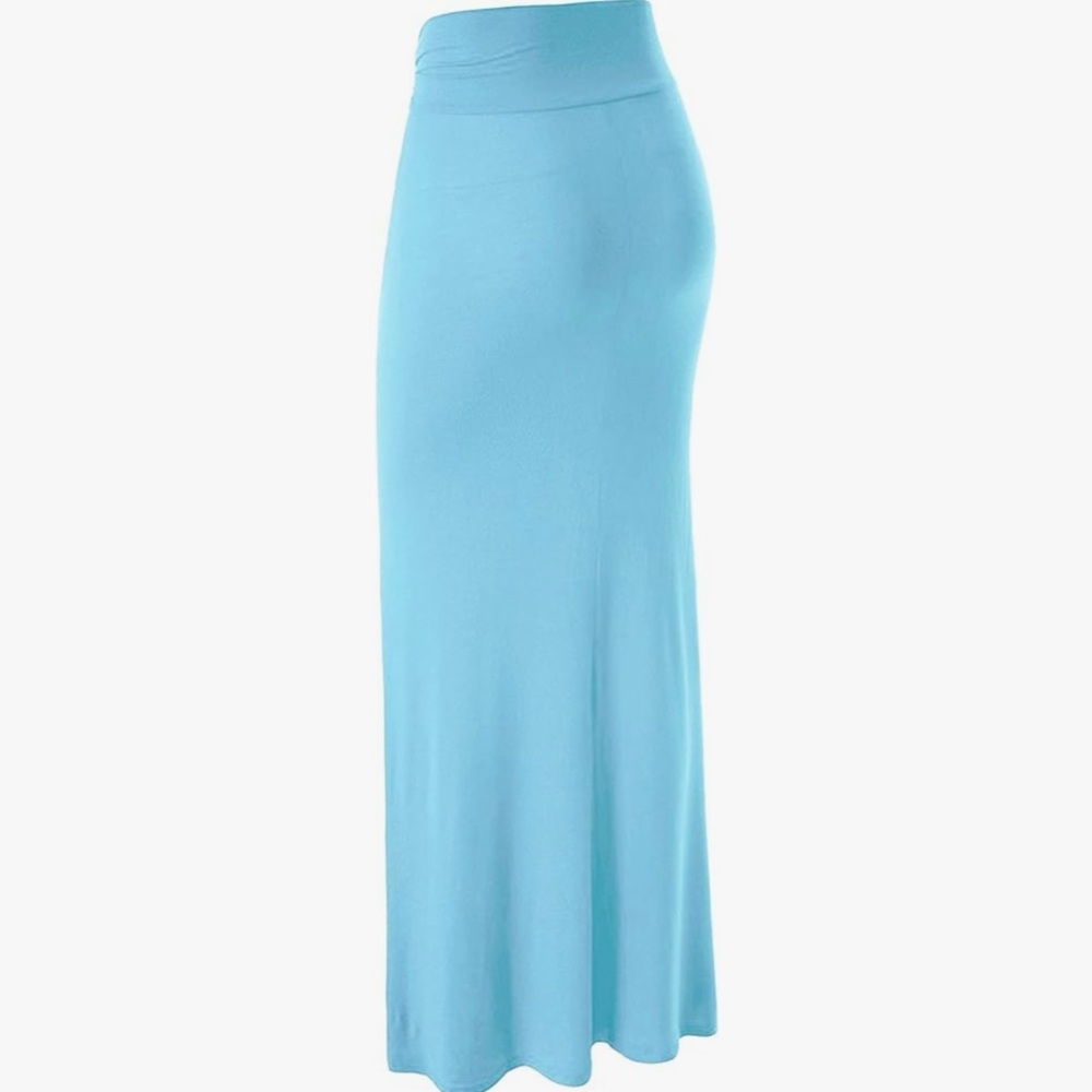 Women's Solid Basic Lightweight Floor Length Flare Long Maxi Lounge Skirt -light - Picture 3 of 6